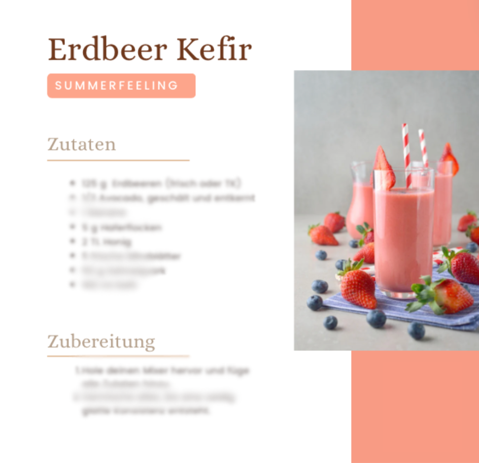 Rezept für Erdbeer-Kefir – eine von vielen köstlichen Rezeptideen aus dem kostenlosen Rezeptbuch, das mit jeder Bestellung geliefert wird.
