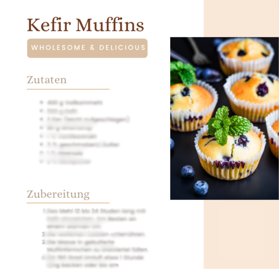 Rezept für Kefir-Muffins – eine von vielen köstlichen Rezeptideen aus dem kostenlosen Rezeptbuch, das mit jeder Bestellung geliefert wird.